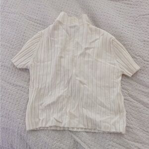 Off white mock neck crop top